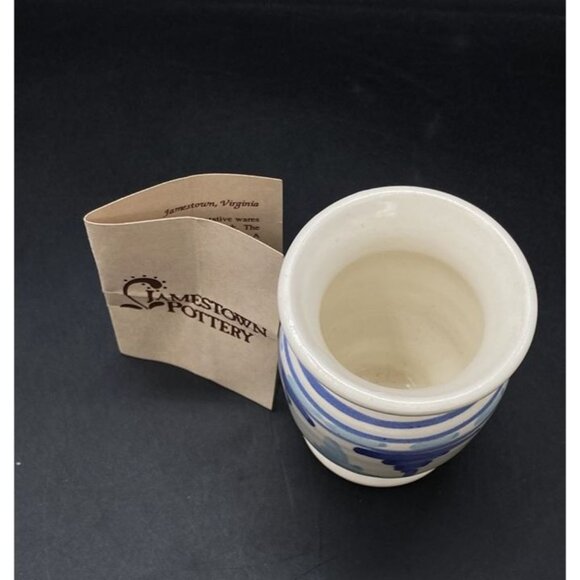 Jamestown Pottery Pot Signed Blue Grey Vase Candle Votive Holder - Picture 12 of 12